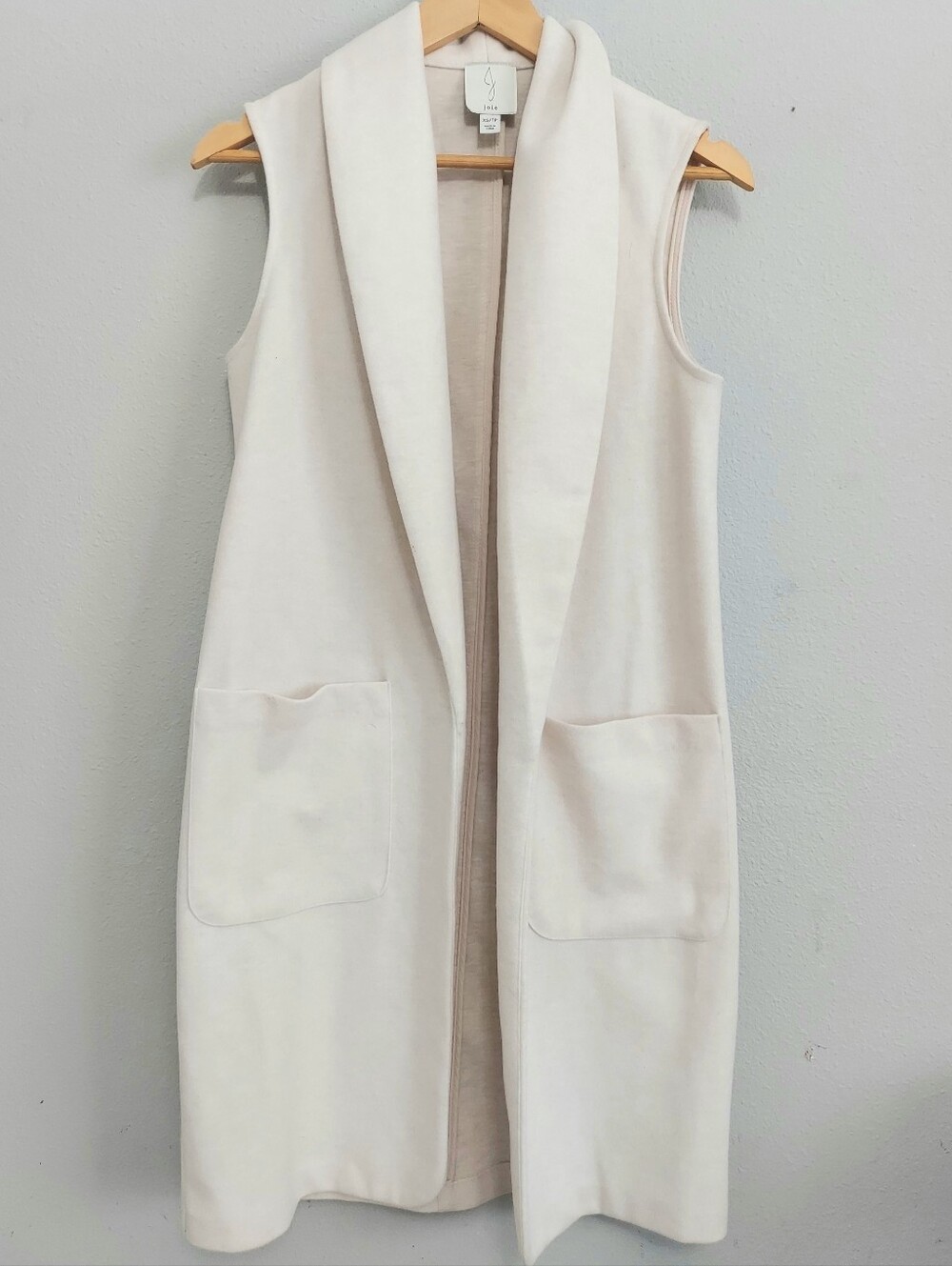 Joie Open Front Long Structured Vest Duster Woman Cream XS Minimalist
